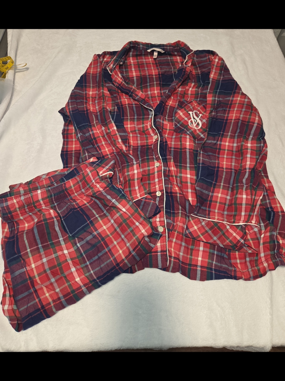 Victoria's Secret Red and Navy Plaid Womens Pajama Set